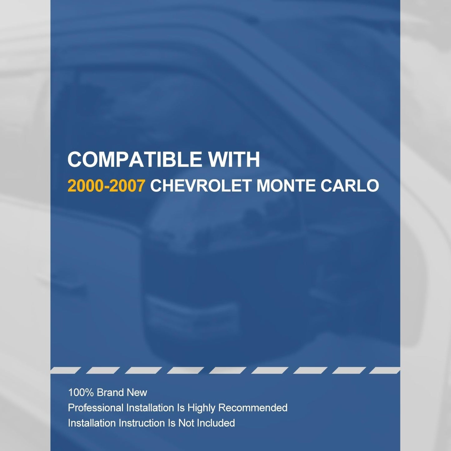 Auto Dynasty 2Pcs Carbon Fiber Pattern Window Visors Compatible with 2000-2007 Chevy Monte Carlo, Tape-On Front Window Deflectors Rain Guards Side Vent Shade, Glossy Black