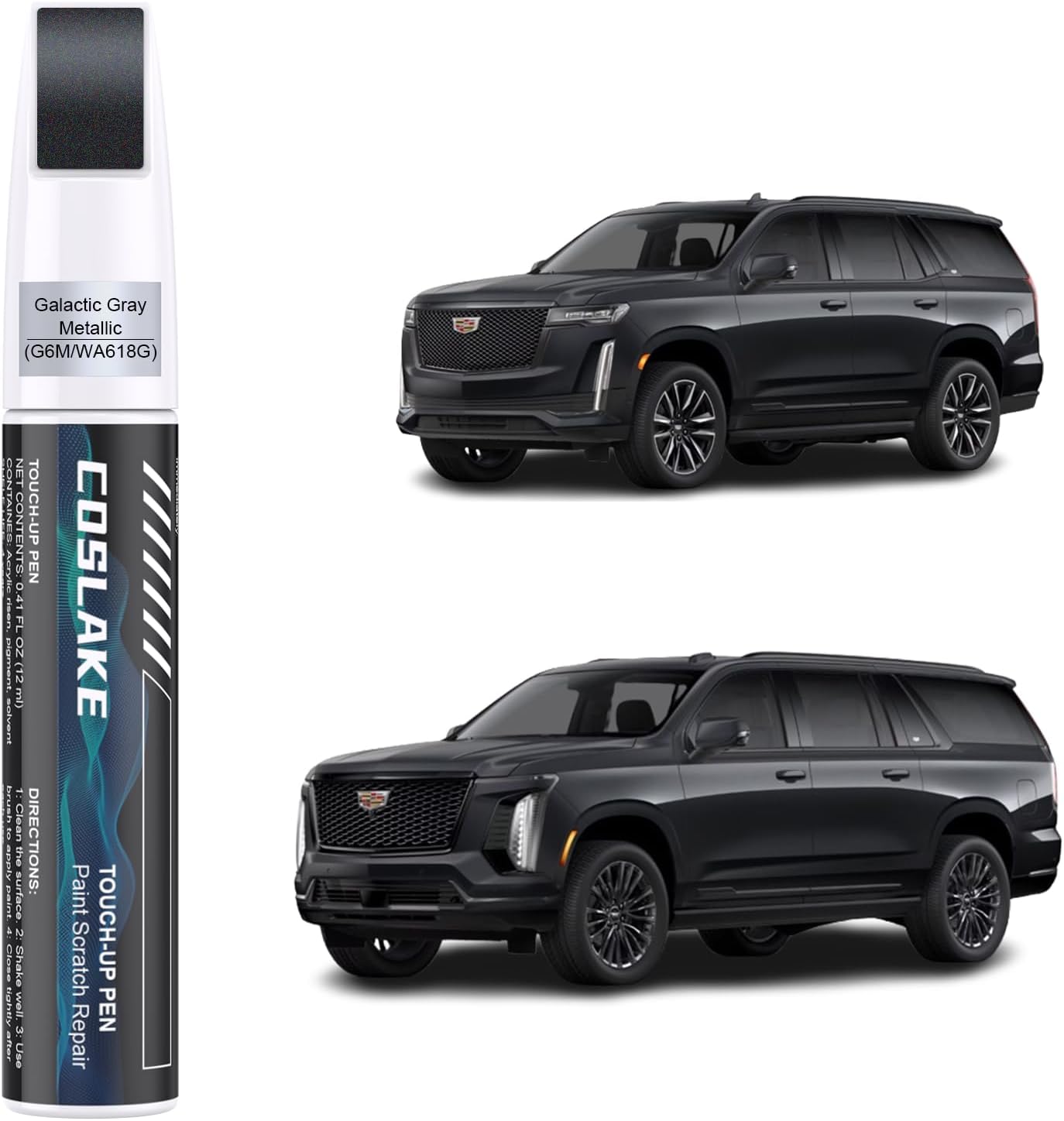 Car Touch Up Paint(Galactic Gray Metallic(G6M/WA618G)) for Cadillac, Car Paint Scratch Repair Kit, Quick & Easy Solution to Repair, 2 in 1 Scratch Remover Pen with 2PCS Disposable Micro Applicators