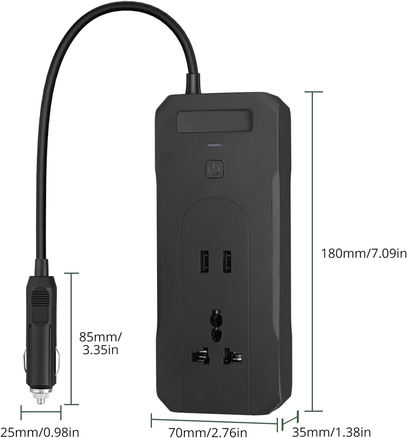 AUTTGINN 200W Car Power Inverter DC 12v to 110v AC Car Plug Adapter Outlet Converter with 24W 3.1A USB and 30W Dual USB-C Car Charger for Laptop Computer Phone