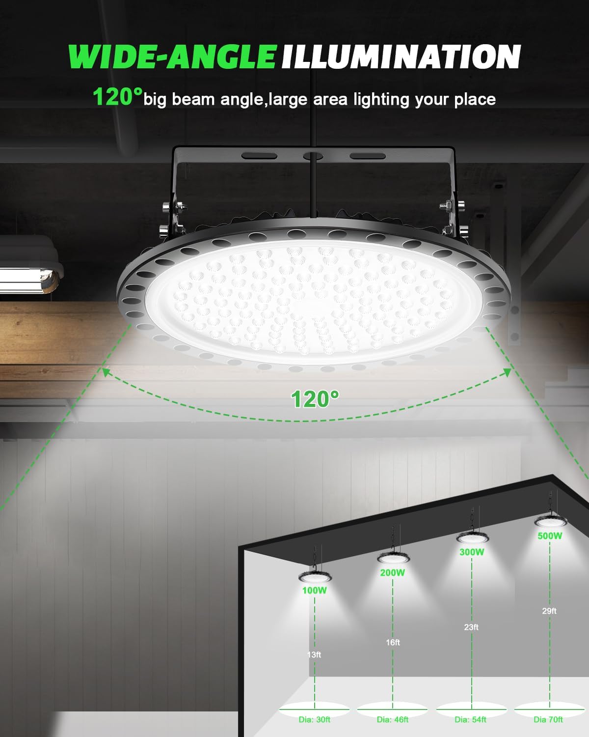 Viugreum High Bay LED Shop Lights, 300W UFO LED High Bay Light 30,000LM 120V LED High Bay Lights 5000K Daylight, Alternative to 1300W MH/HPS for Garage Workshop Barn Factory Warehouse - 15 Pack