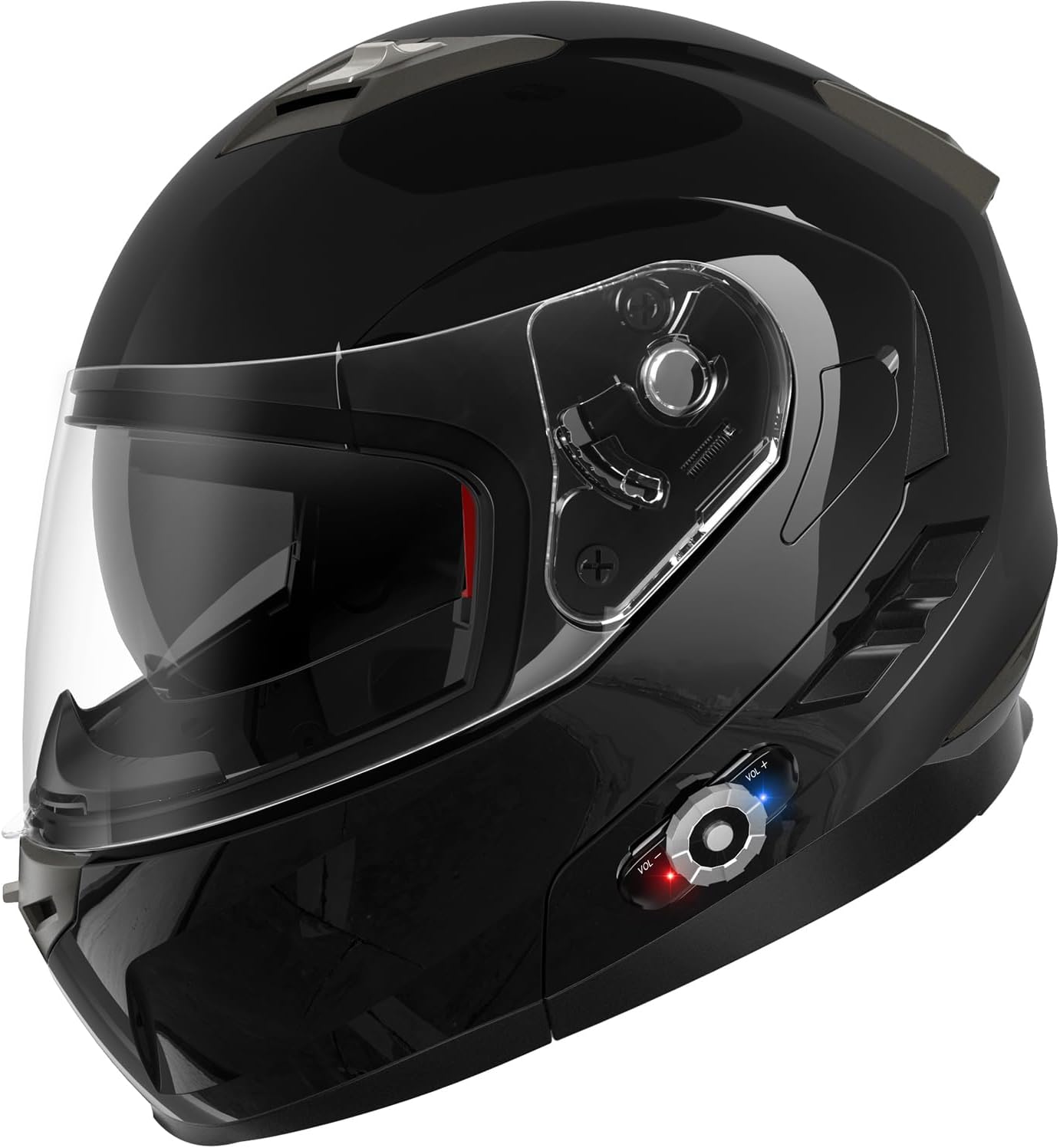 Motorcycle Helmet Bluetooth 5.0 Integrated New EPS FreedConn BM2-S Modular Flip Up Dual Visor Motorbike Helmet DOT FMVSS-218 Approved MP3 FM for Adults Men Women(Large, Glossy Black)
