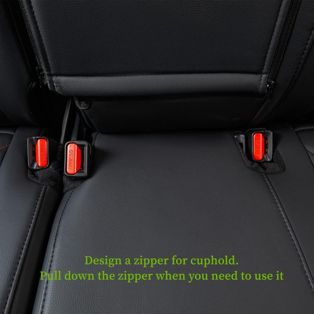 coverdream CRV Leather Seat Covers for 2023-2025 2026 Honda CRV LX,EX,EX-L,Sport Series,Hybrid,Fully Covered,Airbag Compatible Waterproof Car Seat Protector (Full Set,Black/Red)