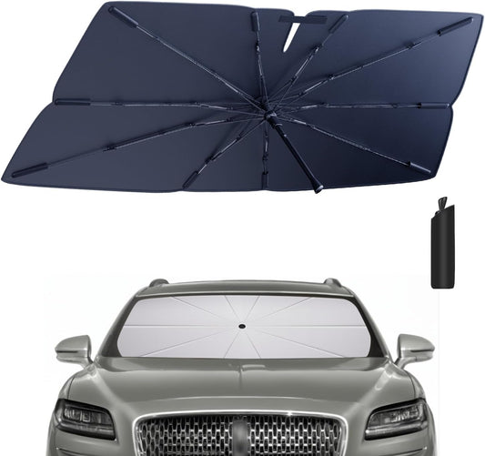 Windshield Sun Shade Umbrella for 2019-2023 Lincoln Nautilus Accessories: Custom Fit 210T Silver, Foldable Sunshade Front Window Sun Visor, Blocks UV Rays, Keeps Car Cool for Standard, Select, Reserve