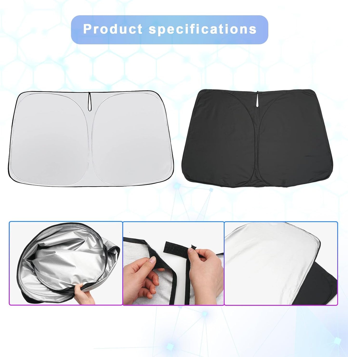 SXCY for 2025 VW Tiguan Windshield Sunshade for Volkswagen Tiguan 2025 Accessories 2025 Tiguan Sunshade Foldable Sun Shield 2025 Tiguan Sun Shade Block UV Rays