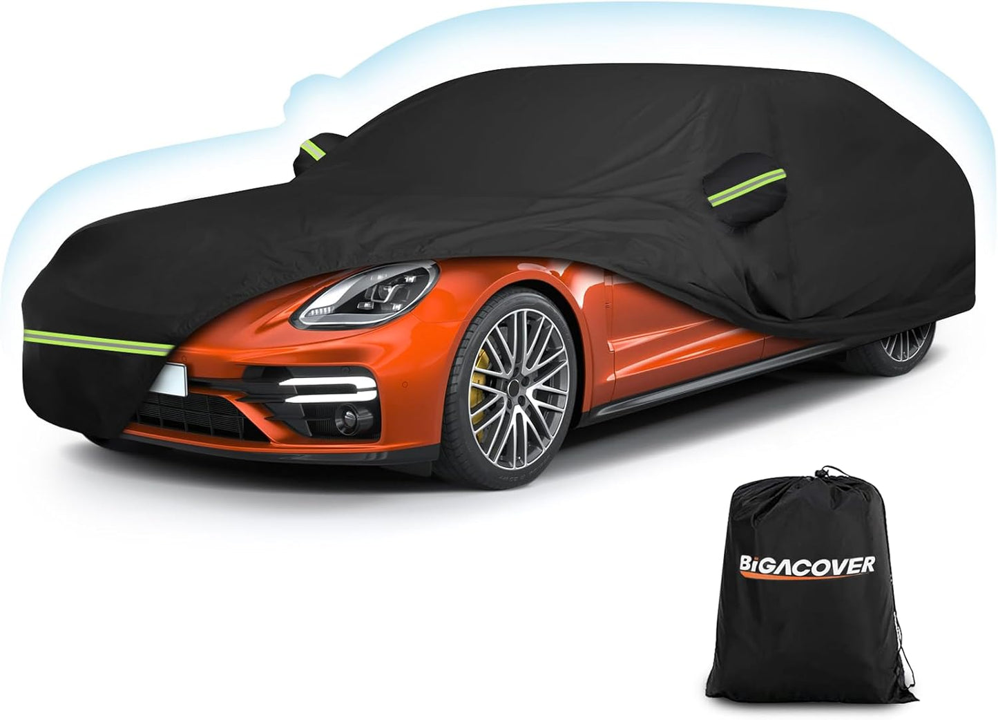 Outdoor Car Cover for Porsche Panamera 2014-2025 Waterproof All Weather Heavy Duty Windproof Protection Full Car Covers with Zipper and Storage Bag
