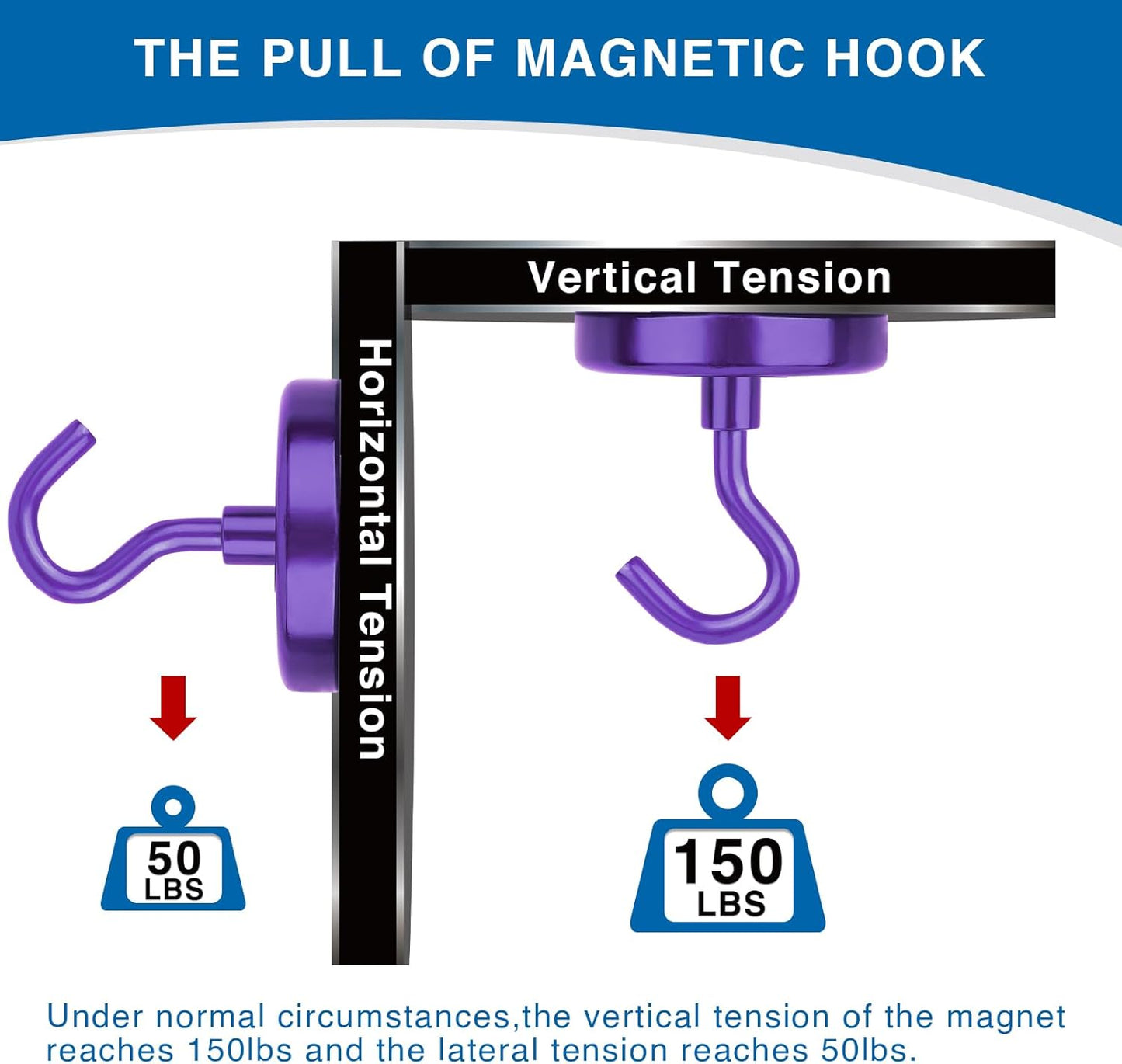 LOVIMAG Cruise Essentials, 150Lbs Cruise Door Magnets, Purple Magnet Hooks for Cruise Cabin Strong Magnetic Hooks for Hanging, Refrigerator, Celling -6 Pack