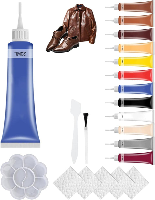 Advanced Leather Repair Gel, 2025 New Leather Repair Coloured Cream Gel, Upgrade Professional Leather Repair Kit for Car Seat Vinyl Repair Kit, Multifunctional Couch and Jacket Repair Kit (Blue)