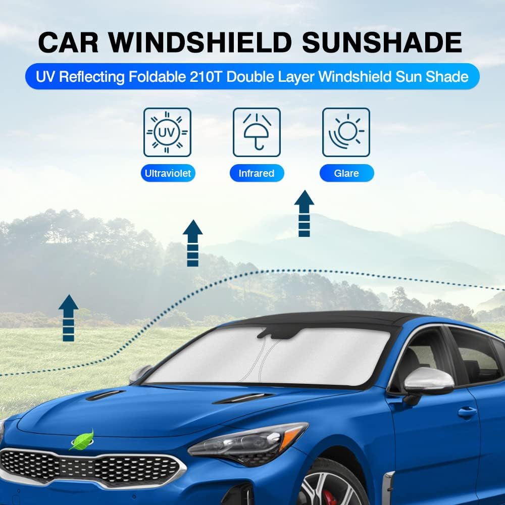 KUST Windshield Sun Shade for 2018-2023 Kia Stinger Window Sunshade Sun Visor Protector Foldable Blocks UV Rays Keep Your Car Cooler