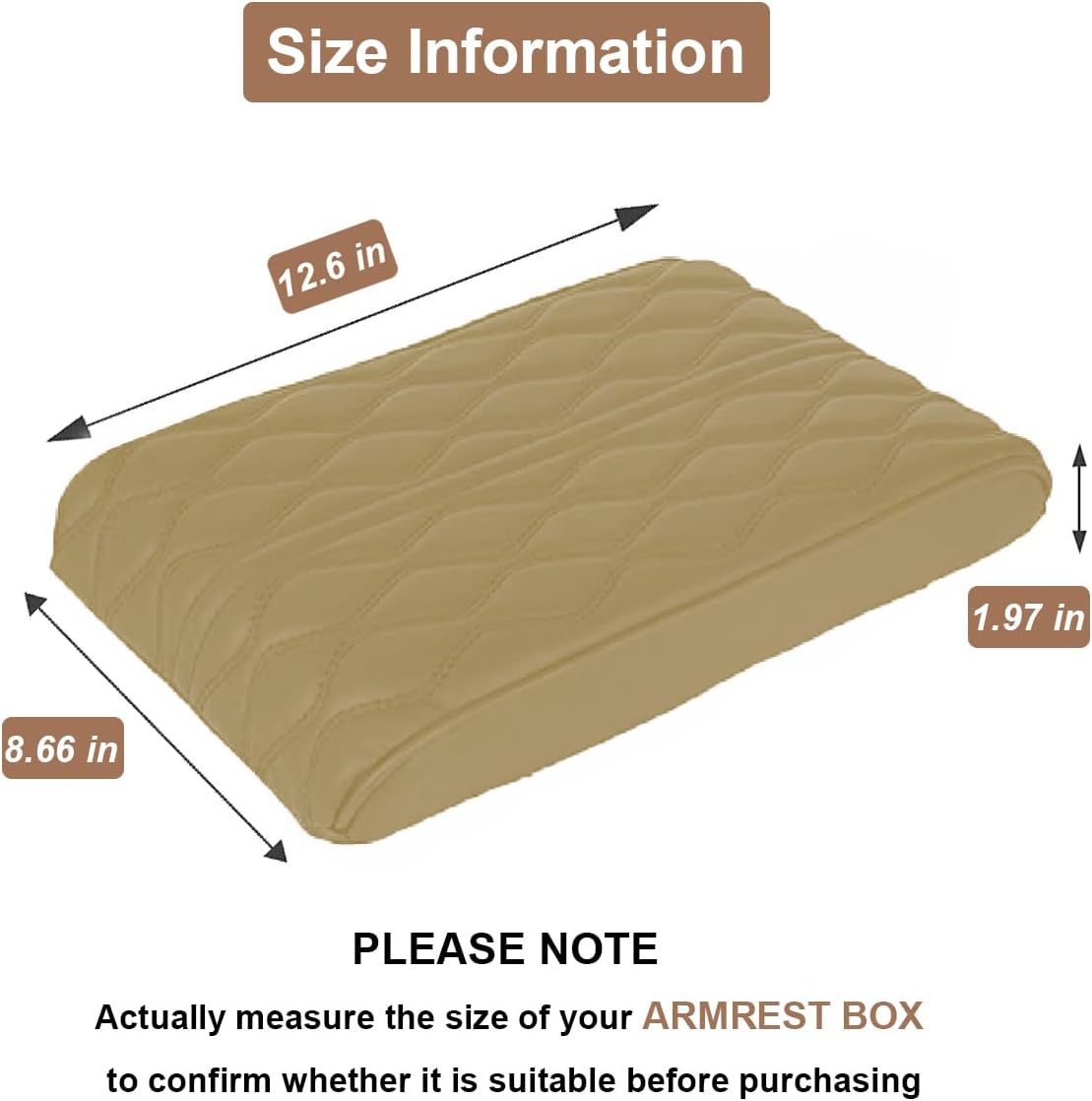 Car Center Console Cover, Memory Foam Car Armrest Cushion, Beige Auto Arm Rest Pad, Leather Arm Rest Covering Car, Hand Rest Pillow for SUV/Truck/Vehicle (Beige)