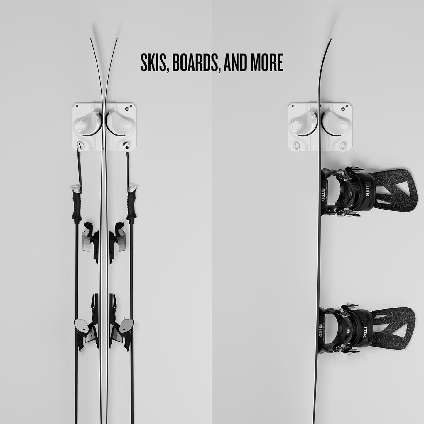 Ultimate Ski & Snowboard Wall Rack | Secure, Non-Slip Storage | Fits Any Ski/Board | Garage Organization | Ski Storage Rack | Snowboard Storage Rack | Winter Gear Organizer | 1 Pck