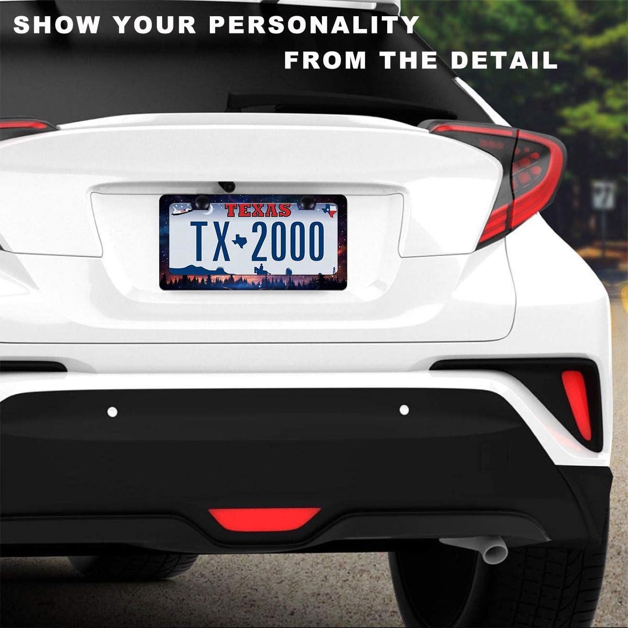 Universal License Plate Frame - Heavy Duty Rustproof Aluminum Matte Black Car Tag Holder Bracket Fits All US States, Easy Install with Screws Included (Starry SkStarry Sky Galaxy-2pcy Galaxy-2pc)