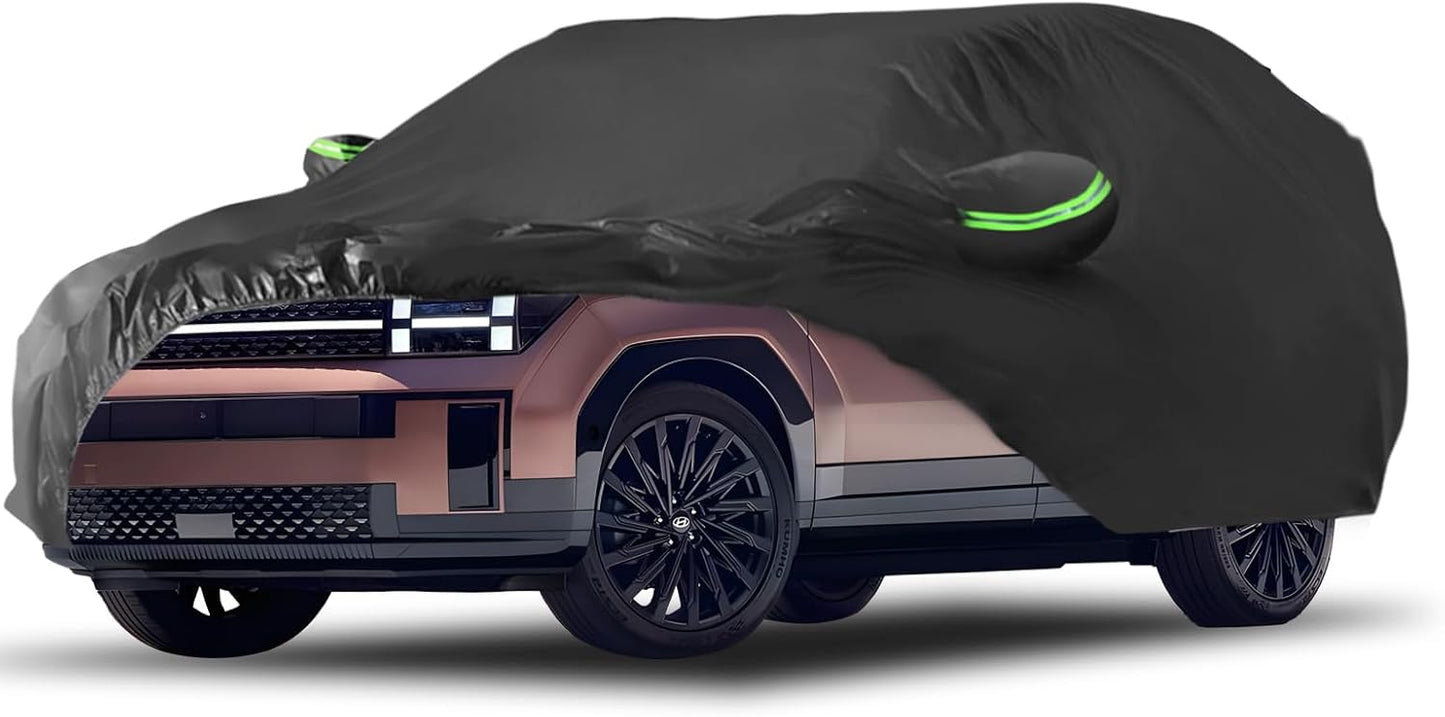 Proadsy 2025 Upgrade Car Cover for Hyundai Santa Fe 2019-2024 2025, Waterproof All Weather, Windproof Snowproof Rain Hail Sun UV Protection Full Outdoor Indoor Exterior Car Covers, Black
