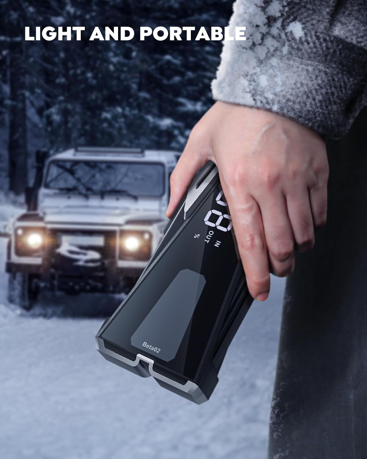 Portable Car Battery Jump Starter 6000A 21800mAh, Car Battery Jumper Starter Portable Jumper Cables for car(8.5L Gas/8.0L Diesel),Jump Box with USB Quick Charge, Lights, Compact