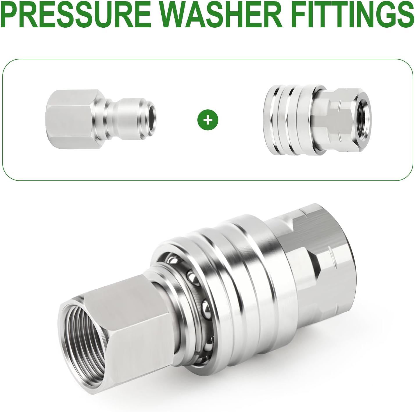 TAISHER 12PCS 304 Stainless Steel Pressure Washer Adapter Kit, Quick Connect Fittings，1/4" Female