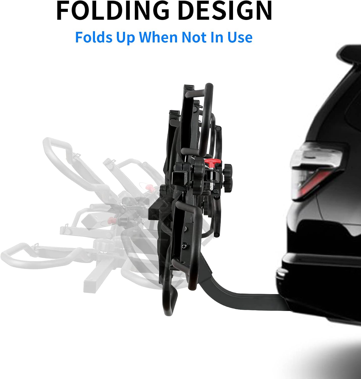 WEIZE Hitch Bike Rack, Wobble Free Smart Tilting Folding Bicycle Car Racks for Standard, Fat Tire and Electric Bike, 2-Bike 160 lbs Capacity, 2-inch Receiver