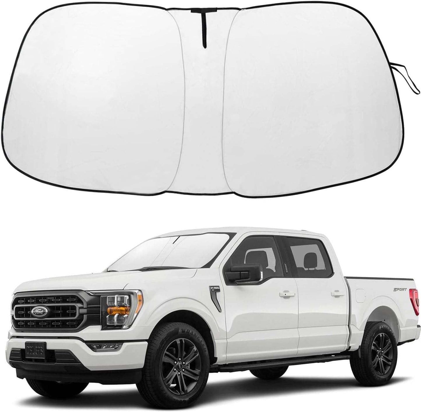 2025 Upgrade Front Windshield Sunshade fit for Ford F150 2021-2025 Foldable Car Shade 240T Reflective Polyester Ford F-150 Lariat King Ranch Platinum XL XLT Limited Raptor Accessories |Keep Cool|