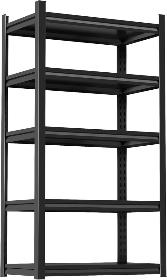 Adjustable 5-Tier Garage Shelving, Heavy Duty Steel Storage Rack, High Load Capacity, Ideal for Garage, Warehouse, or Home Organization (5-Tier 63" H x 45" W x 18" D)