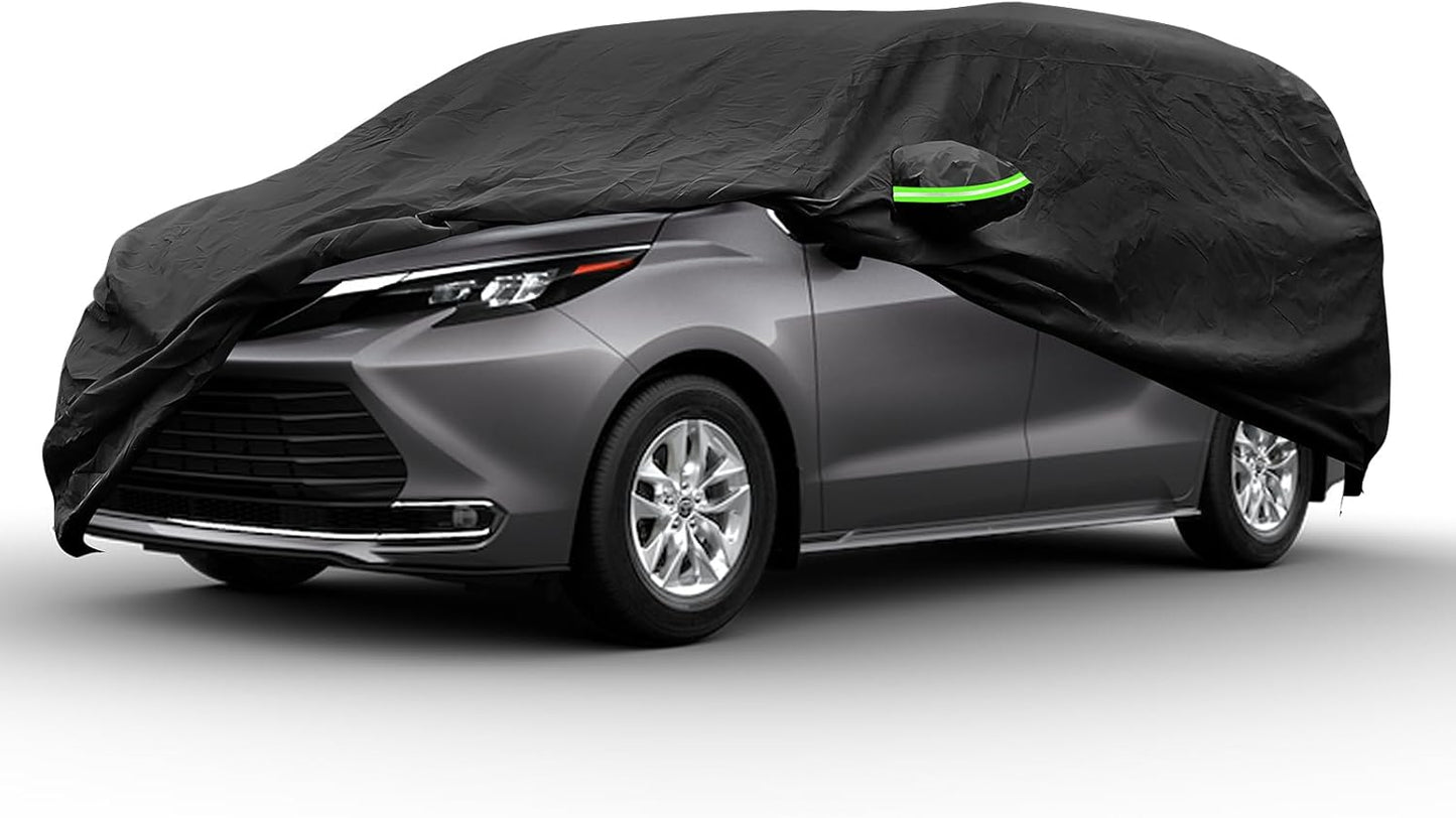 Proadsy 2025 Upgrade Car Cover for Toyota Sienna 2020-2024 2025, Waterproof All Weather for Automobiles, Windproof Snowproof Rain Hail Sun UV Protection Full Outdoor Indoor Exterior Car Covers, Black
