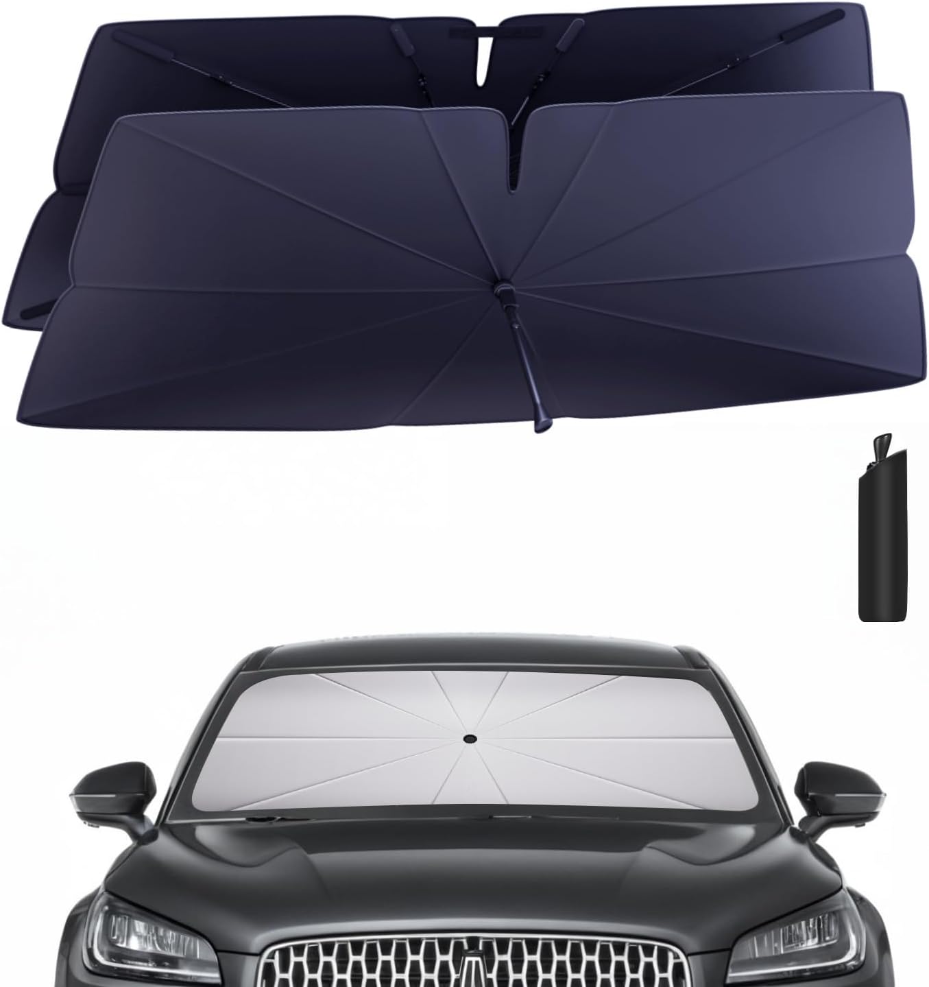 Windshield Sun Shade Umbrella for 2020-2025 Lincoln Corsair Accessories: Custom Fit 240T Silver, Double Thickened, Foldable Sunshade Window Sun Visor, Ultimate 99% UV Blocking for Standard, Touring