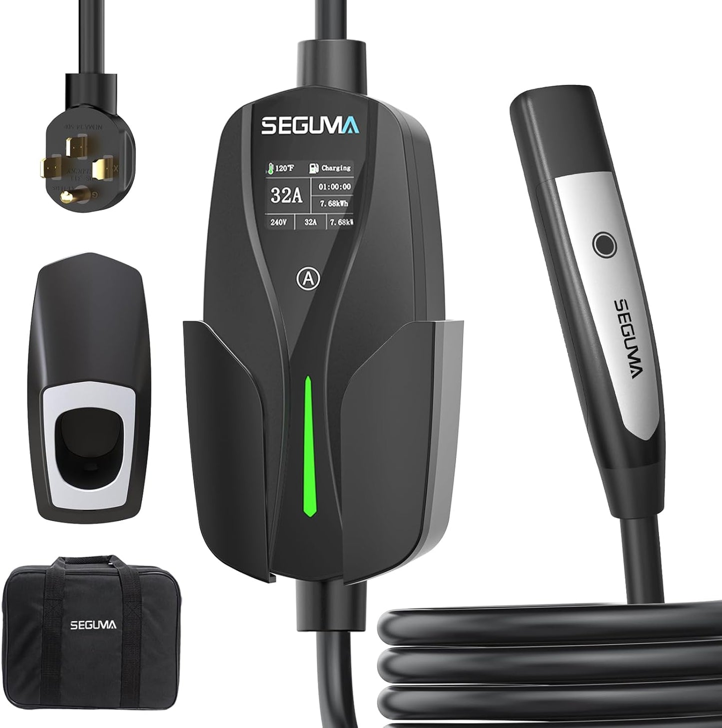 Level 2 EV Charger for Tesla, 32Amp 240V 7.68kW NACS EV Chargers, NEMA 14-50 Plug, Adjustable Current, 25FT Portable Electric Car Charger Compatible with All Nacs (Black)