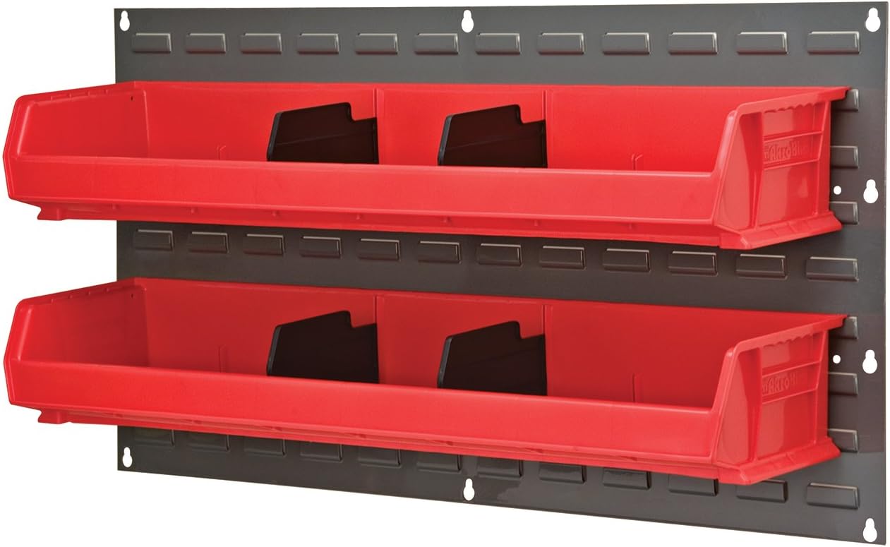 Akro-Mils 30136 Heavy Duty Wall Mount Garage Storage Steel Louvered Panel | Wall Storage Bin Hanging Organizer System for AkroBins, 36-Inch W x 19-Inch H, Grey, Single