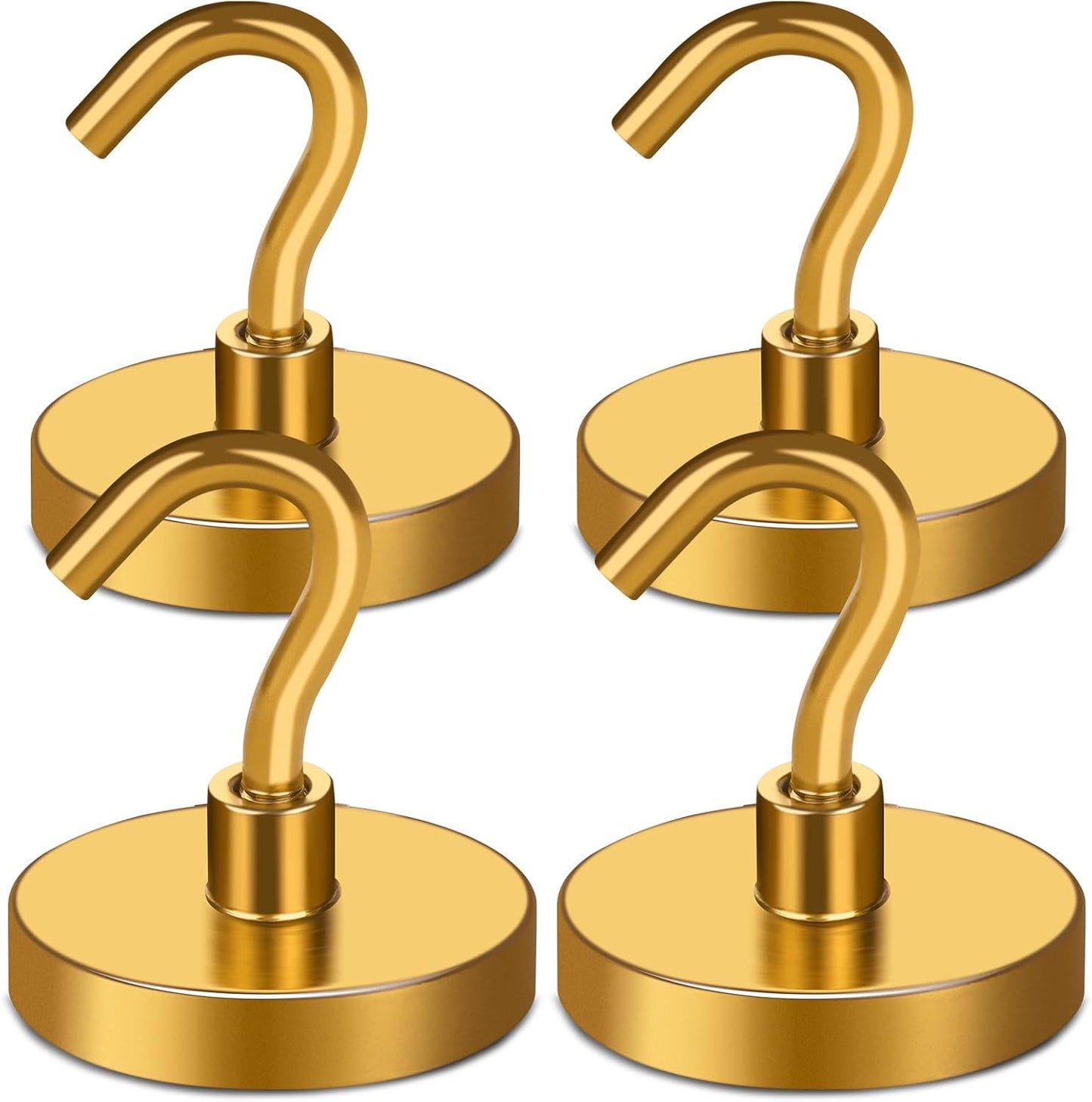 MIKEDE Magnetic Hooks,150LB Heavy Duty Magnets with Hook for Fridge, Super Strong Magnets Neodymium Extra Strength Industrial Hooks for Hanging, for Toolbox, Cruise(Yellow, 4 Pack)