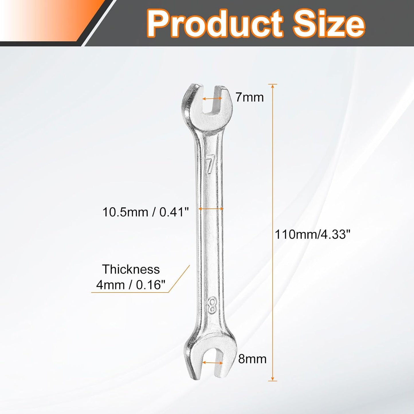 HARFINGTON Double Open End Wrench 7mm x 8mm Metric 15 Degree Offset Angle Small Flat Head Wrench Galvanizing Open Ended Spanner for Automotive Repair Furniture Assembly