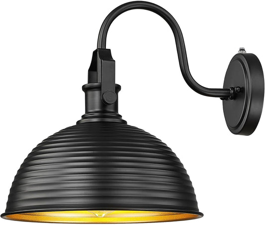 kudos Dusk to Dawn Sensor Outdoor Light Sconces Wall Mount, 12" Large Waterproof Farmhouse Porch Light, Exterior Garage Light Fixtures, 1 Pack, KDOWL04-BK-S-LC