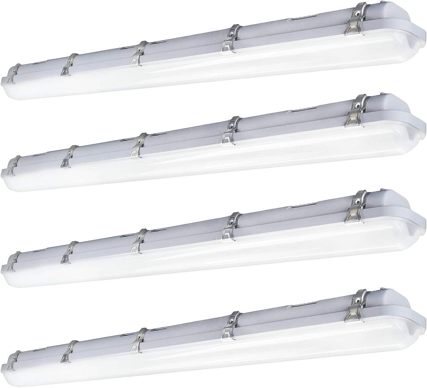 JTT 4FT LED Vapor Tight Light, 60W/50W/40W IP65 Waterproof LED Outdoor Indoor Shop Light 6000K/5000K/4000K CCT, Vapor Proof Fixture for Garage Shop Basement Barn Car-Wash, 4-Pack ETL Listed