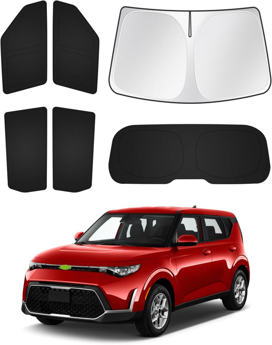 Sunshades for Kia Soul 2020-2025 2026 Accessories Windshield Sun Shade Side Rear Window Shade Cover Sun Visor Shield Privacy Protection Keep Vehicle Cool Black 6PCS
