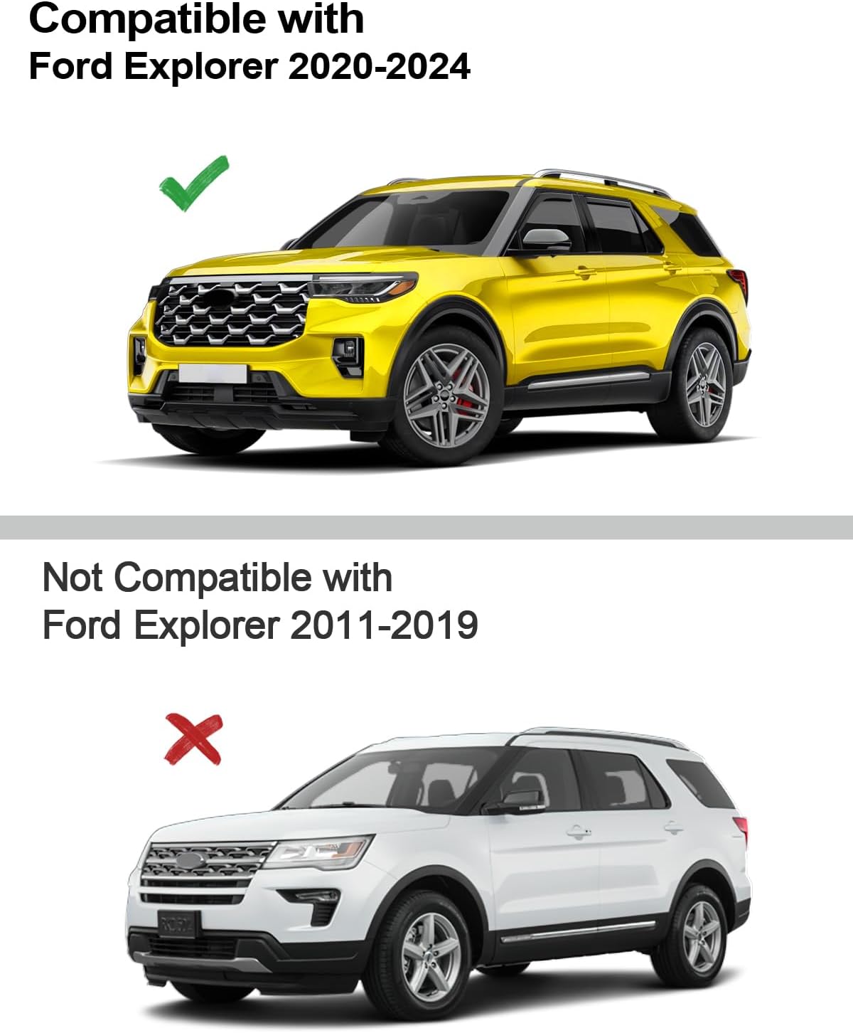 in-Channel Window Rain Guards Fit for Ford Explorer 2020 2021 2022 2023 2024 2025Extra Durable Window Deflectors Vent Visors Shades Exterior Car Accessories Visors Rain Guards - 4 pcs