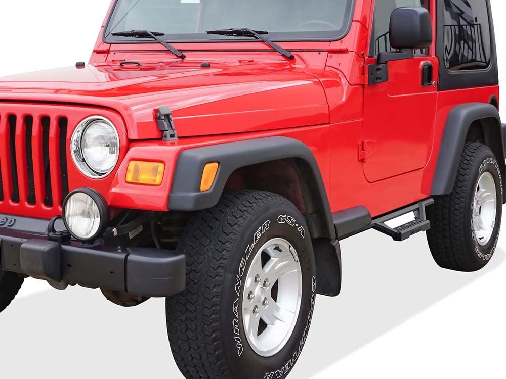 APS Drop Steps Running Boards Compatible with Jeep Wrangler 1987-2006 | 304 Stainless Steel Side Steps Nerf Bars | Anti-Slip | 500lbs Capacity | 5-Year Warranty