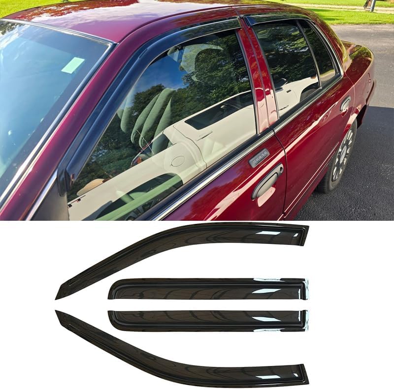 94228 Sunproof Waterproof Side Window Wind Deflector, Rain Guards Visor fit for 1992-2011 Mercury Grand Marquis (Excludes Landau Roof) 98-11 Crown Vic (Short Rears) 2003 Marauder