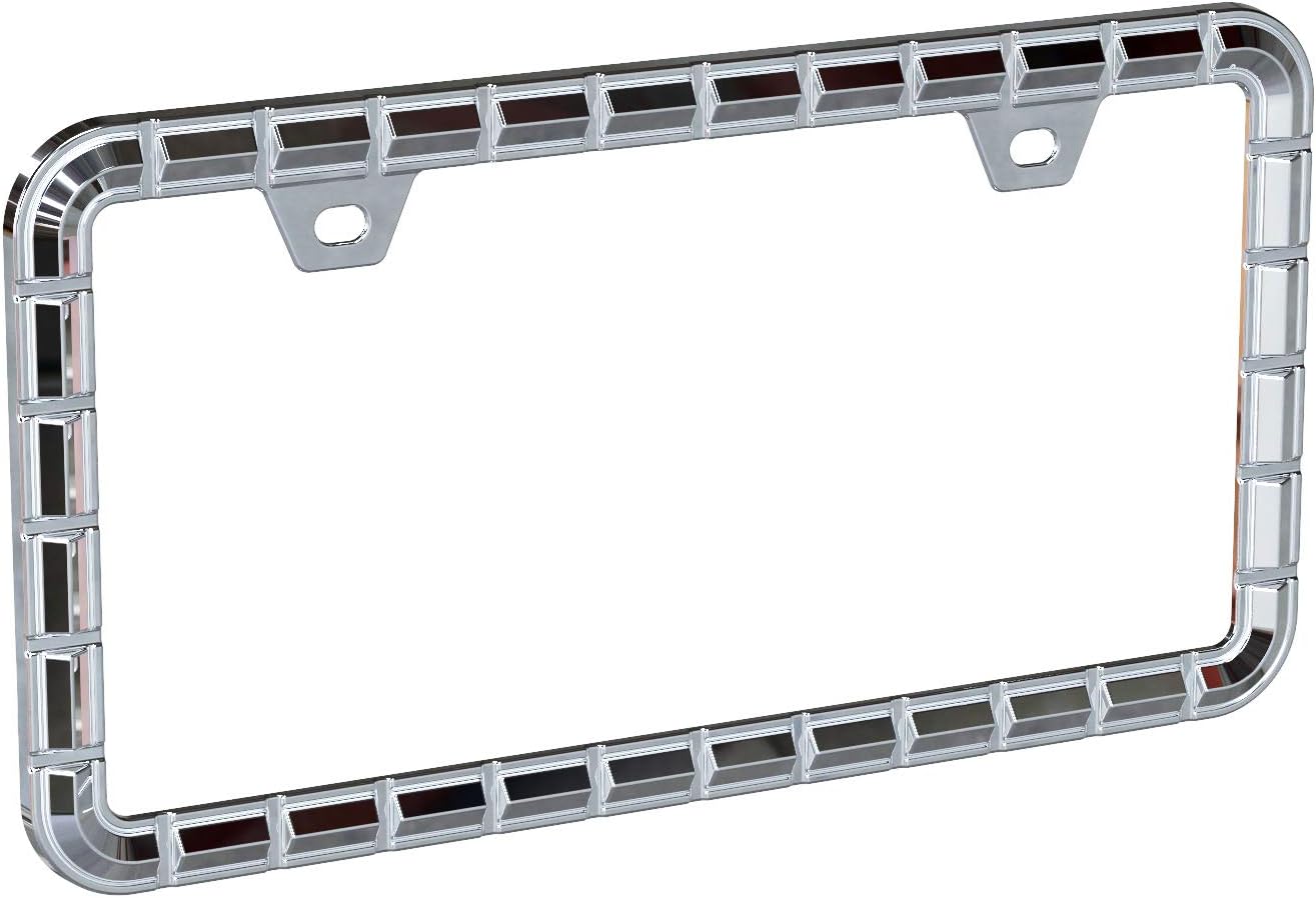 3D Chrome License Plate Frames, Pure Zinc Alloy Metal (Chain Pattern)