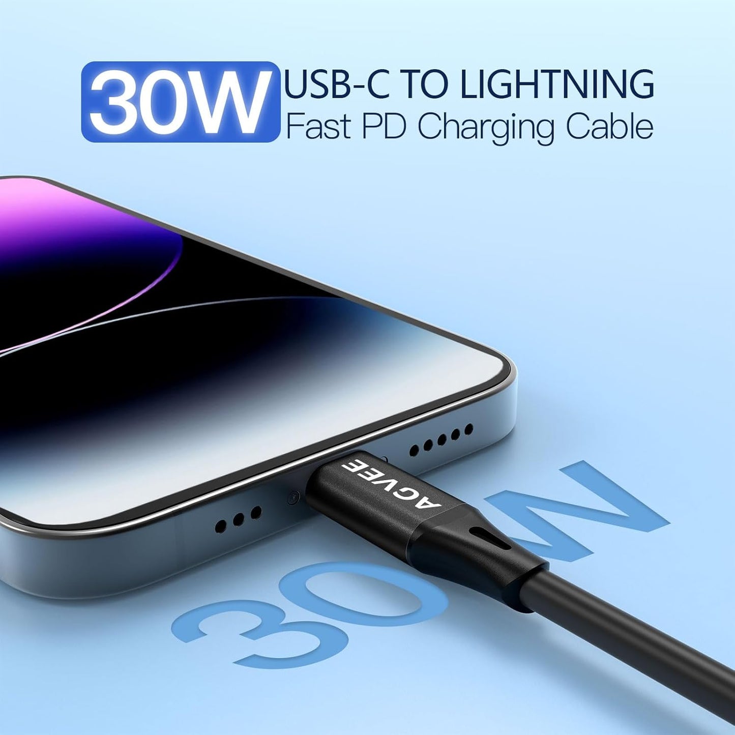 AGVEE 2 Pack 3ft Coiled Short USB to Lightning Charging Cable [MFI Certified] 3A Fast Charger Cord in Car for iPhone 14/13/12/11/XS/8/7/6/5 CarPlay, iPad, iPod, Black