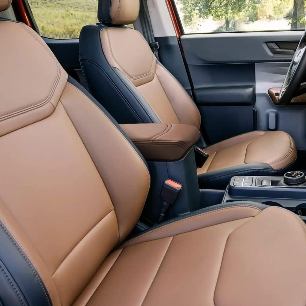 Muslogy Center Console Armrest Cover Compatible with Ford Maverick XL XLT Lariat 2022-2025 Accessories Cushion Pad Armrest Lid Protector Prevent Pets Scratches Regular Thick(Dark Brown)