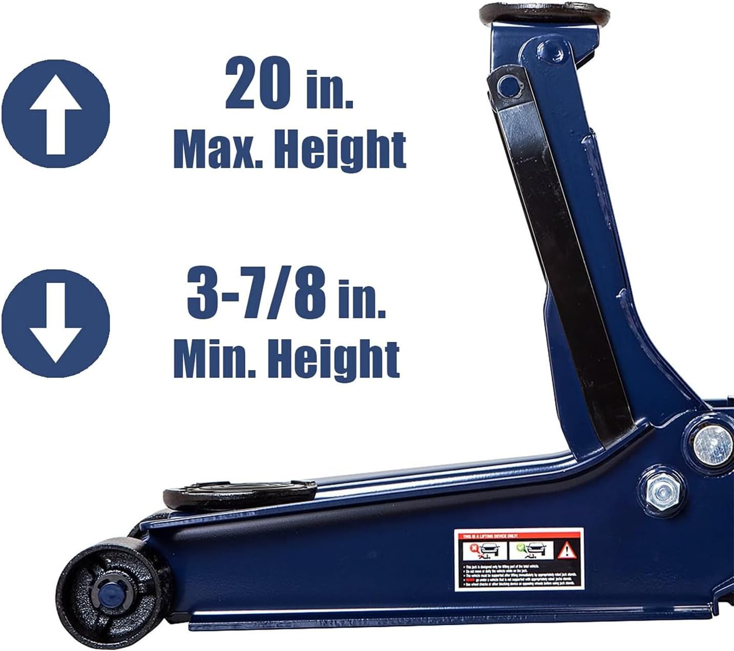 TCE Hydraulic Floor Jack with Dual Quick Lift Pump, 4 Ton (8,000 lb) Capacity, Lifting Range 3.94"- 20", Blue