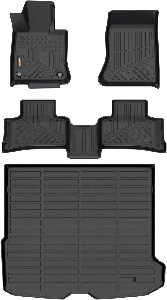 Custom Floor Mats and Cargo Liner Set for 2023-2025 Mercedes Benz GLC 300/350e/43 AMG - TPE All Weather Guard Black Car Mats and Trunk Liners Accessories