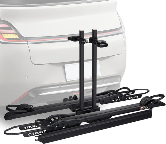 CyberRack E2 Ebike Rack, 200 lbs Capacity Foldable Bike Racks for Tow Hitch Heavy Electric Bike Carrier for 2 E-Bike, Up to 5-inch Fat Tire 2'' Receiver