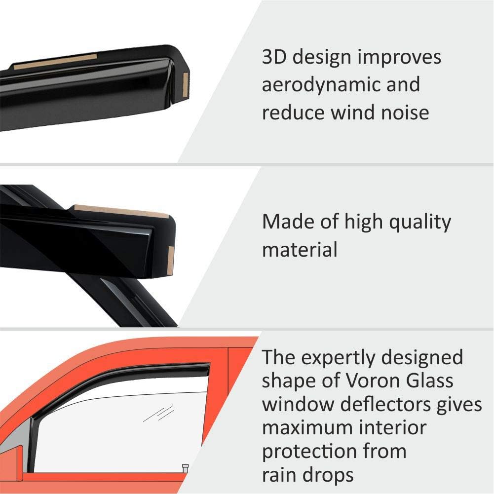Voron Glass in-Channel Extra Durable Rain Guards for Chrysler Pacifica 2017-2025, Window Deflectors, Vent Window Visors, 4 Pieces - 200581