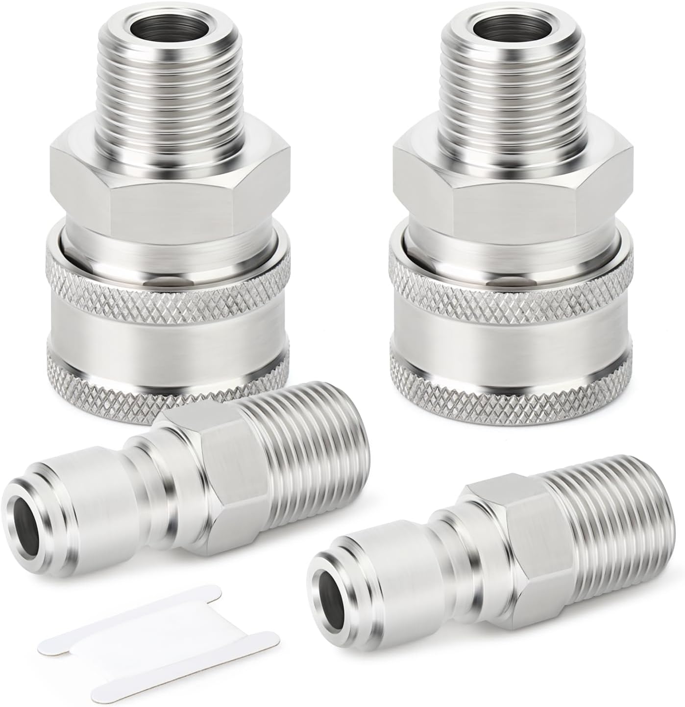 TAISHER 4PCS 304 Stainless Steel Pressure Washer Adapter Kit, Quick Connect Fittings，3/8" Male