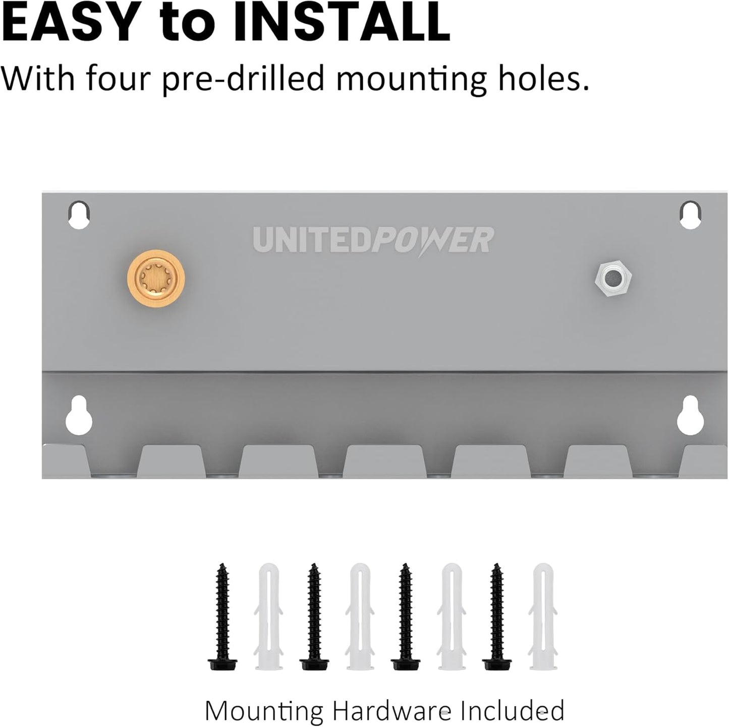 UNITEDPOWER Pressure Washer Gun Holder，Wall Mount Foam Cannon Holder，Tool Storage Rack for Pressure Washer Wand/Nozzle Tips, Car Wash Accessories Organizer, Silver