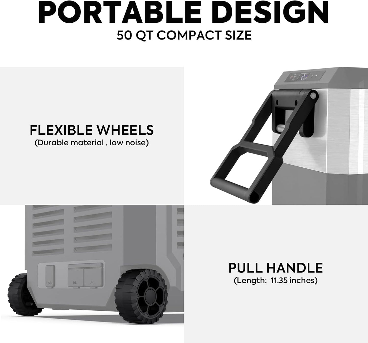 ICECO JP50 Pro Portable Refrigerator,12Volt Car Fridge Freezer, Compact Refrigerator with Secop Compressor, for Outdoor, Camping 51.7 Quart, -4℉～68℉, DC 12/24V, AC 110/240V, Multi-directional Lid