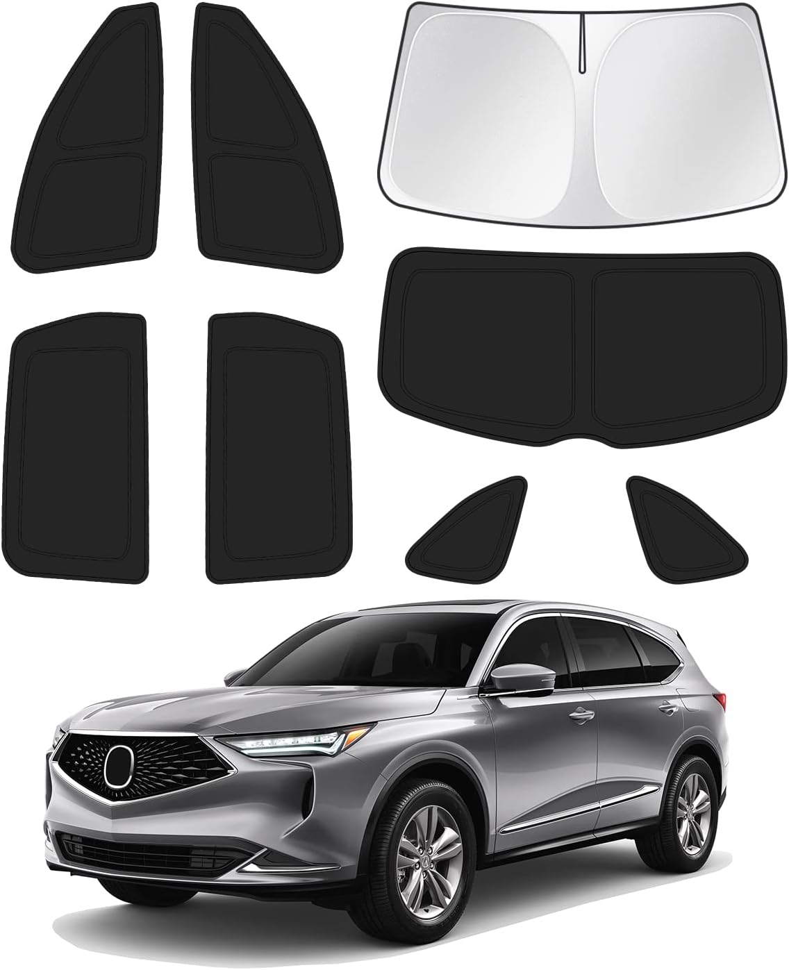 Sunshade for 2021-2025 2026 Acura MDX Accessories Windshield Sun Shade Side Rear Window Shade Cover Sun Visor Shield Privacy Protection Keep Vehicle Cool Black 8PCS