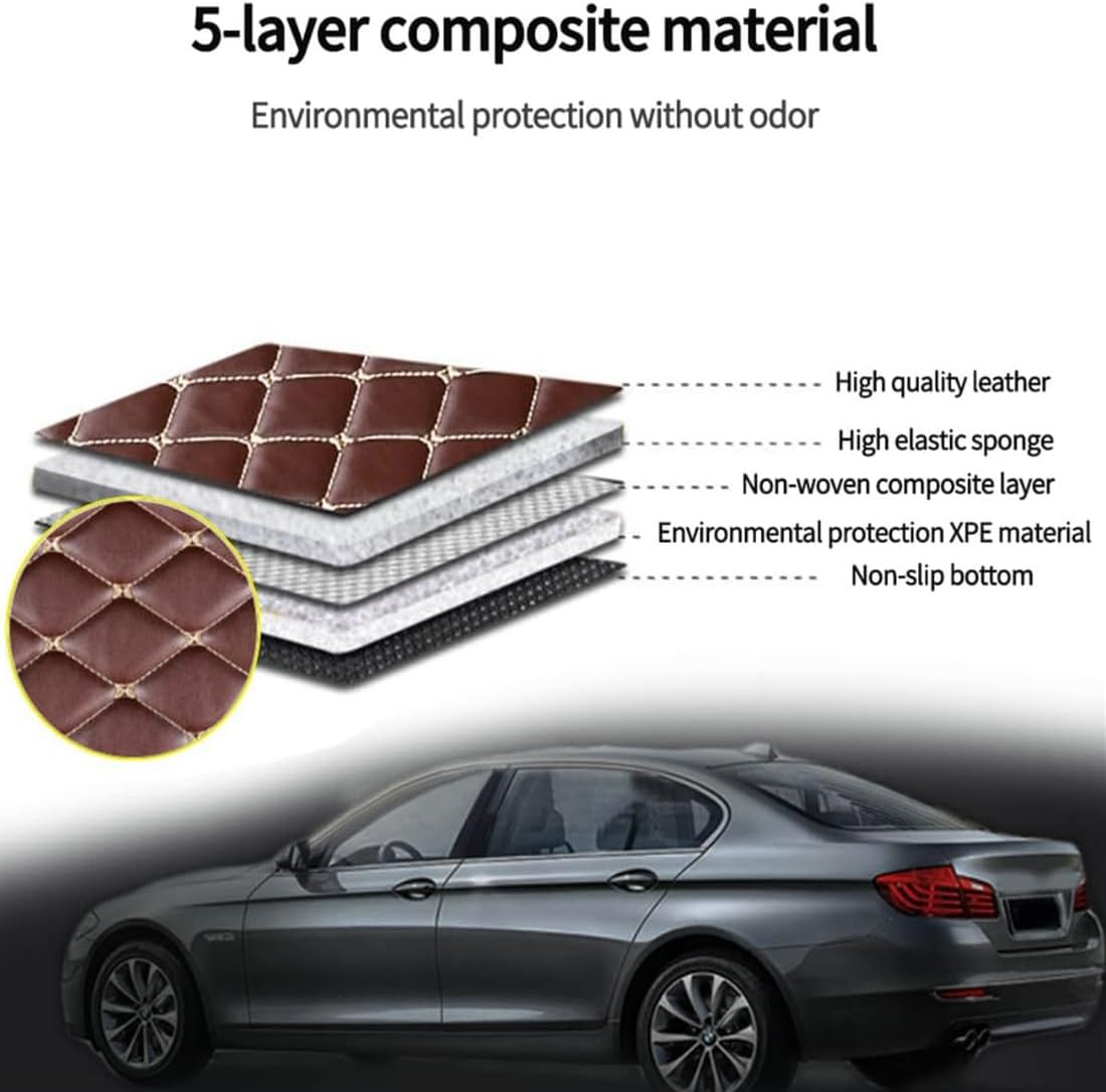 Custom Personalized Floor Mats for Cars，Luxury Full Coverage All Car Floor Mats，Anti-Slip Leather Car Mat Set ，Custom Floor Mats for 99% of Cars, Trucks & SUVs. (Apple Green and Black)