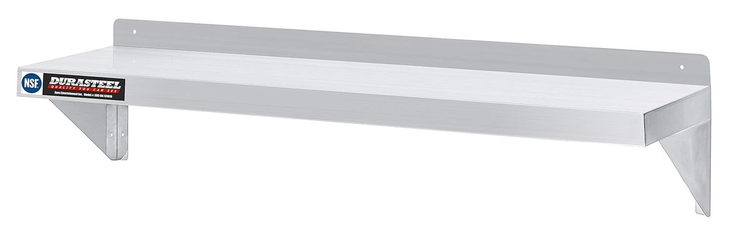 DuraSteel Stainless Steel Wall Shelf - 48" Wide x 12" Deep Commercial Grade - NSF Certified - Industrial Appliance Equipment (Restaurant, Bar, Home, Kitchen, Laundry, Garage and Utility Room)