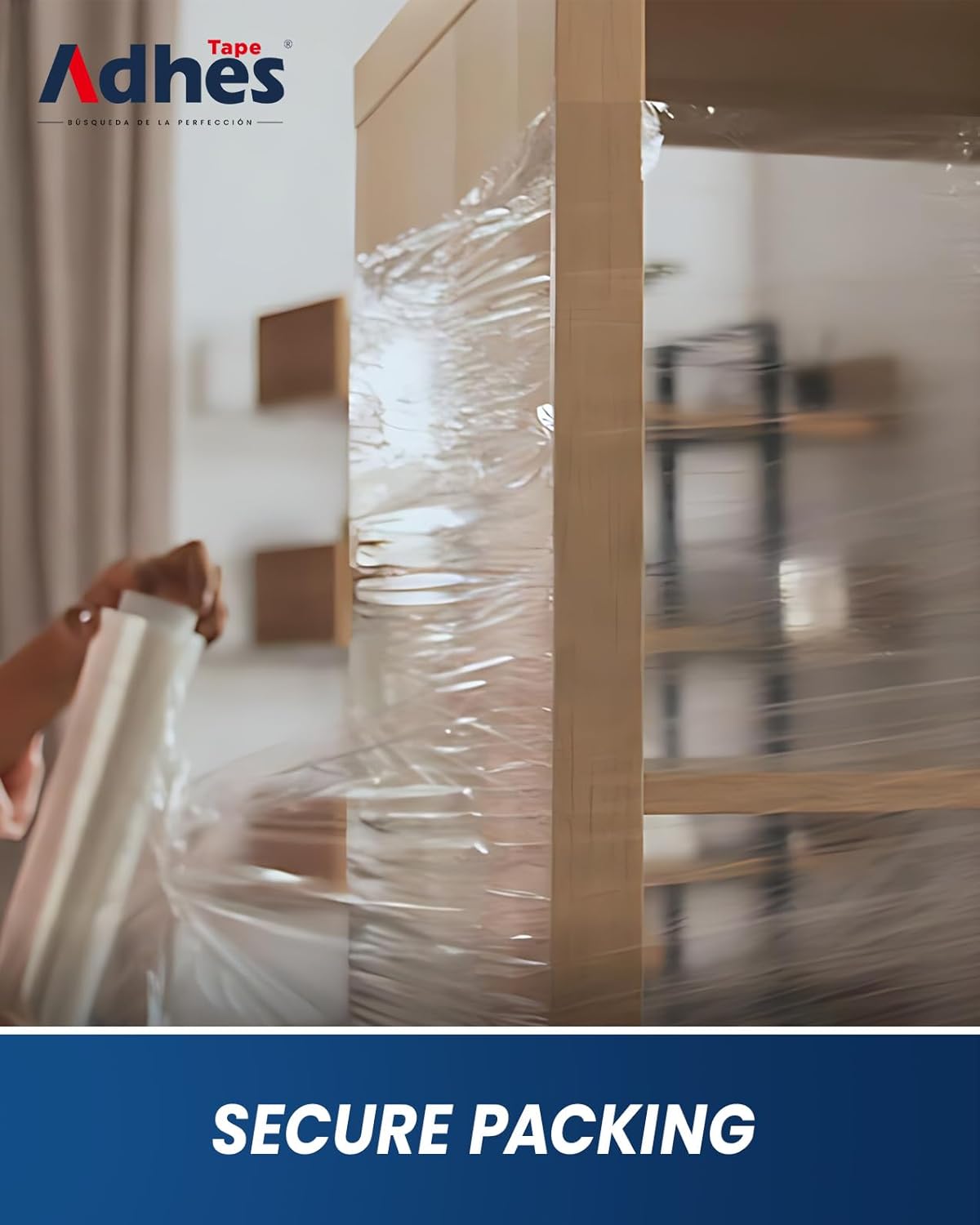 ADHES Heavy Duty Shrink Wrap Roll, 18 Inch x 1500 Feet, 2-Pack Stretch Wrap Stretch Film, 80 Gauge Industrial Strength Plastic Moving Rrap for Pallet Wrap, Furniture Wrapping Moving & Protection