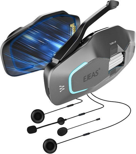 SolaMr X10 Motorcycle Helmet Bluetooth Headset Speakers Headphone, Ski Helmet Intercom Integrated Mesh Communication System Support 10 Riders with Bluetooth 5.1, Noise Cancellation, FM Radio, Sliver