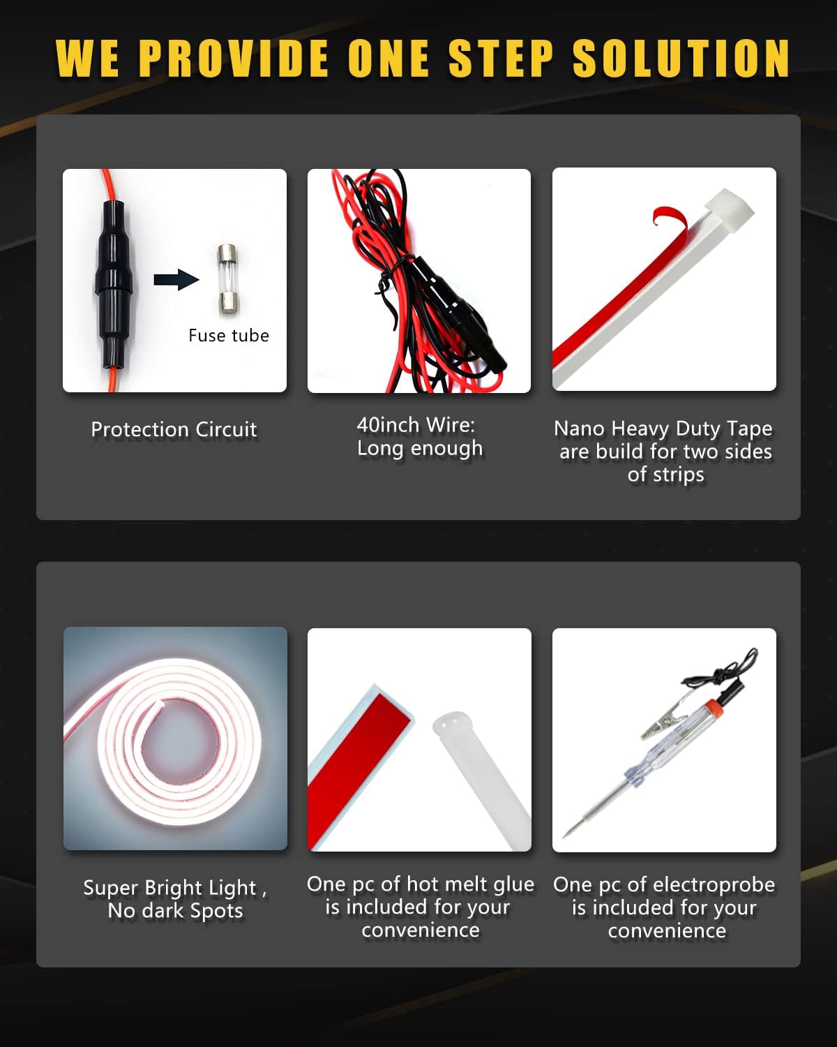 YM E-Bright Exterior Led Lights for Car Hood Light Strip Waterproof Dynamic Scan Start Up Hoodbeam Kit Neon Knight Rider Led Scanner Daytime Running Lights for Cars,Truck,SUV,12V White 79inch,1 Set