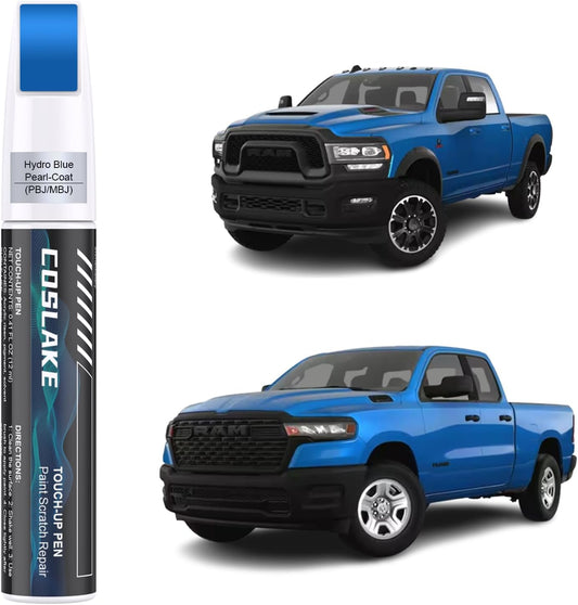 Car Touch Up Paint(Hydro Blue Pearl-Coat(PBJ/MBJ)) for Dodge Ram, Car Paint Scratch Repair Kit, Quick & Easy Solution to Repair, 2 in 1 Scratch Remover Pen with 2PCS Disposable Micro Applicators